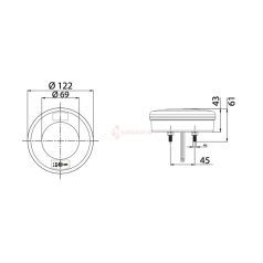 HÁTSÓLÁMPA KEREK LED 3F. 122MM VIGNAL