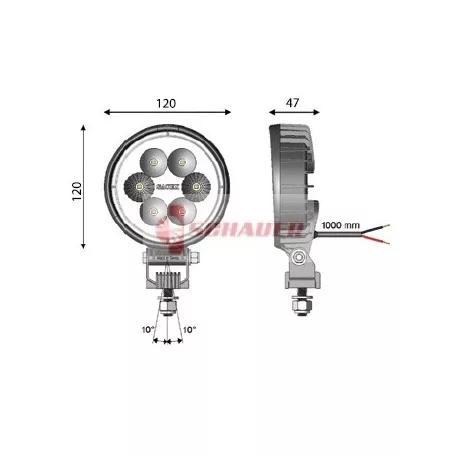 CARBONLUX MUNKALÁMPA KEREK LED 10-30V