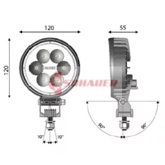 CARBONLUX MUNKALÁMPA KEREK DEUTSCH CSATLAKOZÓS LED 10-30V